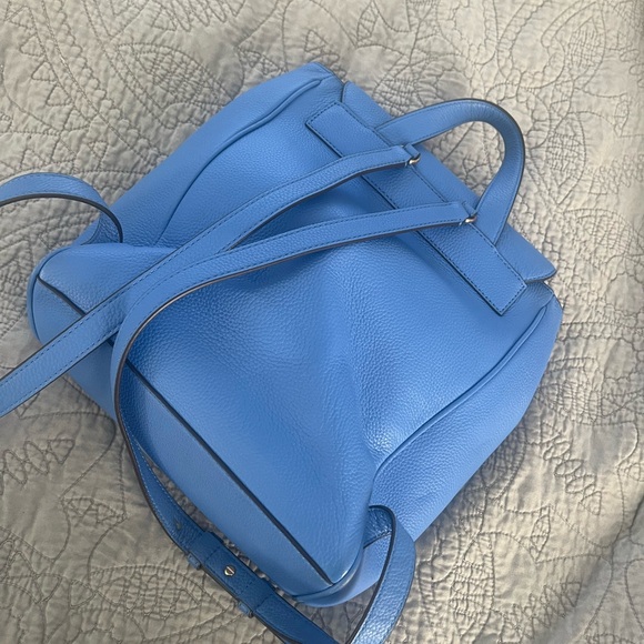 Tory Burch blue backpack with gold accent. Great Condition. Leather. main image 5